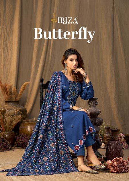 Butterfly By Ibiza Viscose Pashmina Satin Dress Material